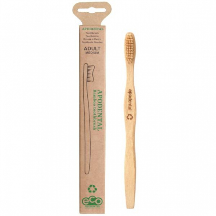 Apodental bamboo tandborste vuxen medium i gruppen MUNVÅRD / Tandborstar / Ekologisk Tandborste hos Tandshopen.se ZupperWorld AB (544567)
