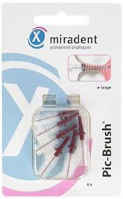 Miradent Pic-Brush  mörkt röda utbytesborstar 6 st 0,8 mm