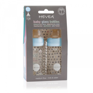 Hevea Glas Nappflaska Bl 120 ml 2 st i gruppen BARNAPOTEKET - Barnens Hlsa hos Tandshopen.se ZupperWorld AB (116174)
