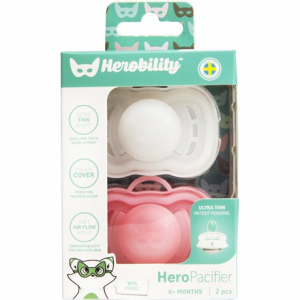 Herobility HeroPacifier Rosa / Vit  6+ mån 