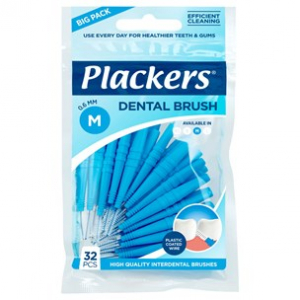Plackers Dental Brush Blå M 0,6 mm 32 st