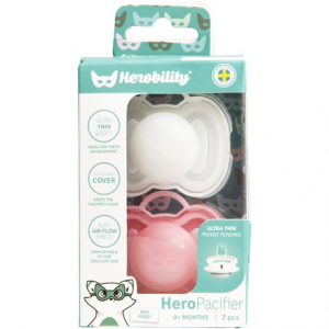 Herobility HeroPacifier Rosa / Vit 0+ mån