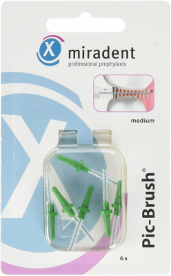 Miradent Pic-Brush Grön utbytesborstar 6 st 0,8 mm