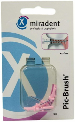 Miradent Pic-Brush Rosa utbytesborstar 6 st  0,45 mm