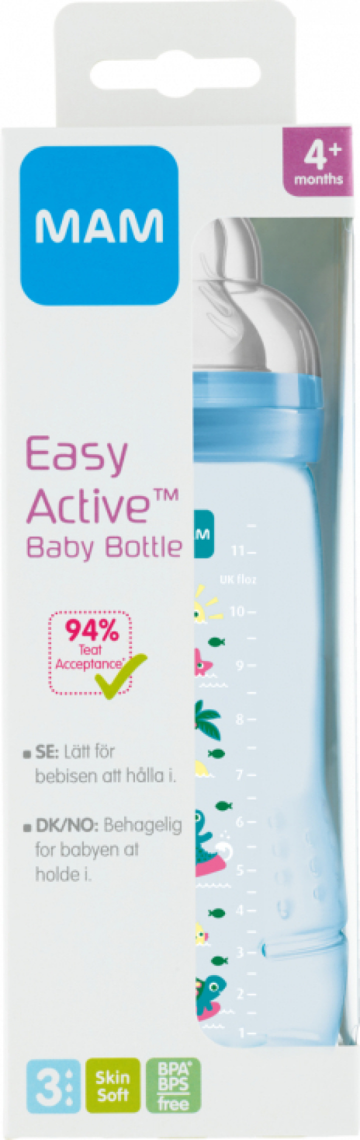 MAM Easy Active Baby Bottle Blå 4+mån 330 ml i gruppen BARNTANDVÅRD / Nappflaskor / MAM Nappflaskor hos Tandshopen.se ZupperWorld AB (1190)