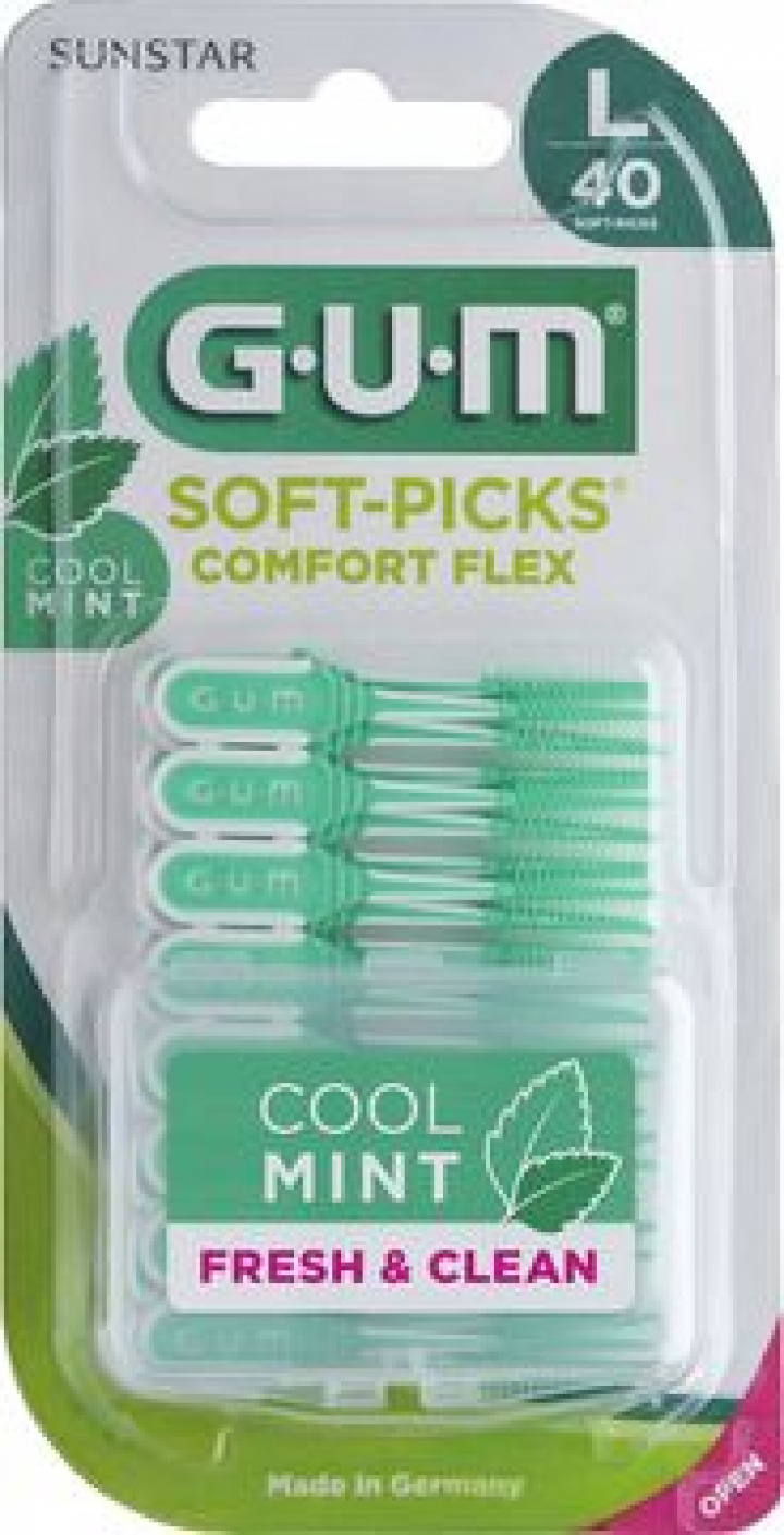 GUM Soft-Picks Comfort Flex Large Mint 40 st i gruppen MUNVÅRD / Mellanrumsborstar / GUM mellanrumsborstar hos Tandshopen.se ZupperWorld AB (221232123)