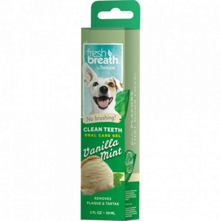 Tropiclean Fresh Breath Vanilla Mint 59 ml i gruppen MUNVÅRD DJUR hos Tandshopen.se ZupperWorld AB (232343453456)