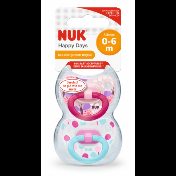 NUK Happy Days Napp 6-18 mån Rosa 2 st i gruppen BARNTANDVÅRD hos Tandshopen.se ZupperWorld AB (23451234)