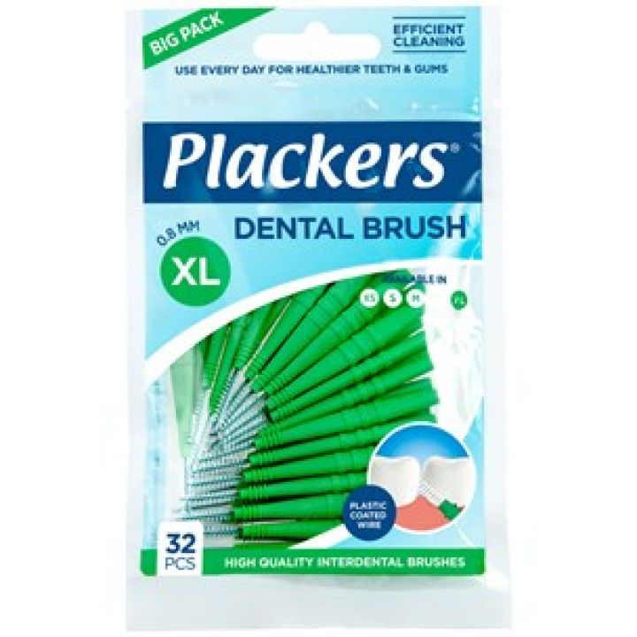 Plackers Dental Brush XL 0,8 mm grön 32 st i gruppen MUNVÅRD / Mellanrumsborstar hos Tandshopen.se ZupperWorld AB (234890)