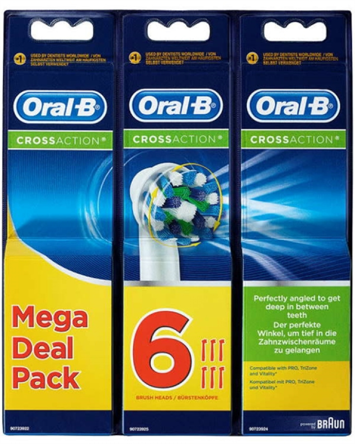 Oral-B CrossAction Bortshuvud Refill 6 st i gruppen MUNVÅRD / Eltandborstar hos Tandshopen.se ZupperWorld AB (3243)