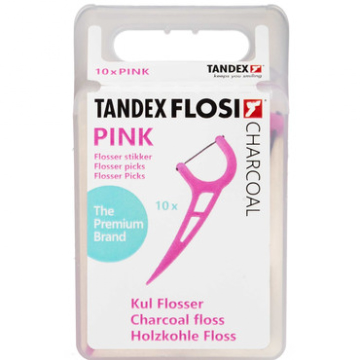 Tandex Flosi Flosser Charcoal Rosa i gruppen MUNVÅRD / Tandtråd & Tandpetare / Tandtrådsbygeln hos Tandshopen.se ZupperWorld AB (34344)