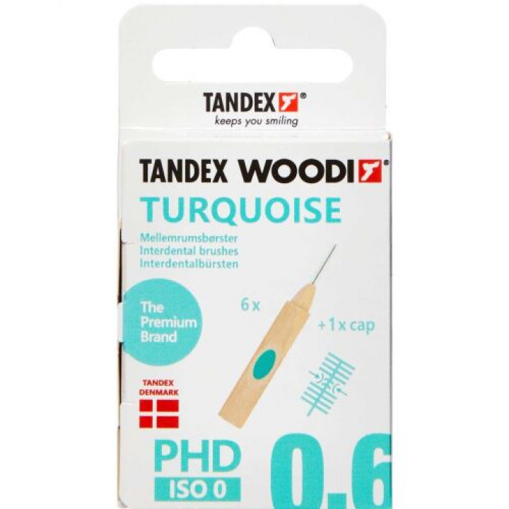 Tandex mellanrumsborste Woodi Turquois 0,6 mm i gruppen MUNVÅRD / Mellanrumsborstar hos Tandshopen.se ZupperWorld AB (4367)