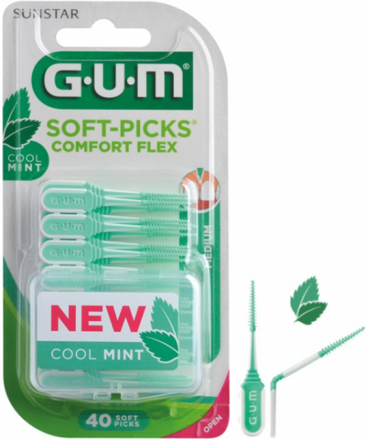 GUM Soft-Picks Comfort Flex Medium Cool Mint 40 st i gruppen MUNVÅRD hos Tandshopen.se ZupperWorld AB (4773)