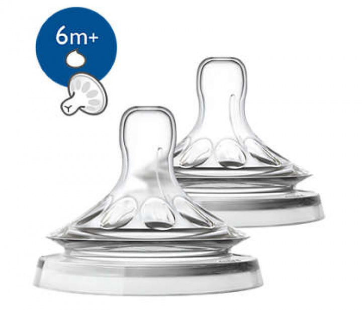 Philips Avent Natural Dinapp 6 mån+ Större hål 2 st i gruppen NAPPAR / Dinapp hos Tandshopen.se ZupperWorld AB (990)