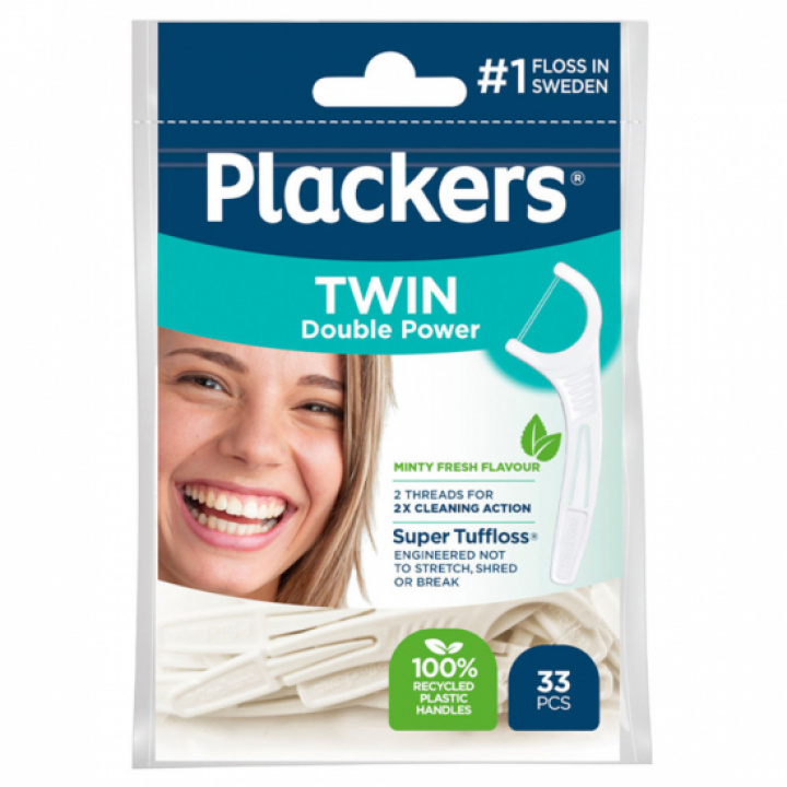 Plackers Twin 35 st i gruppen MUNVÅRD / Tandtråd & Tandpetare / Tandtråd hos Tandshopen.se ZupperWorld AB (pltwin)